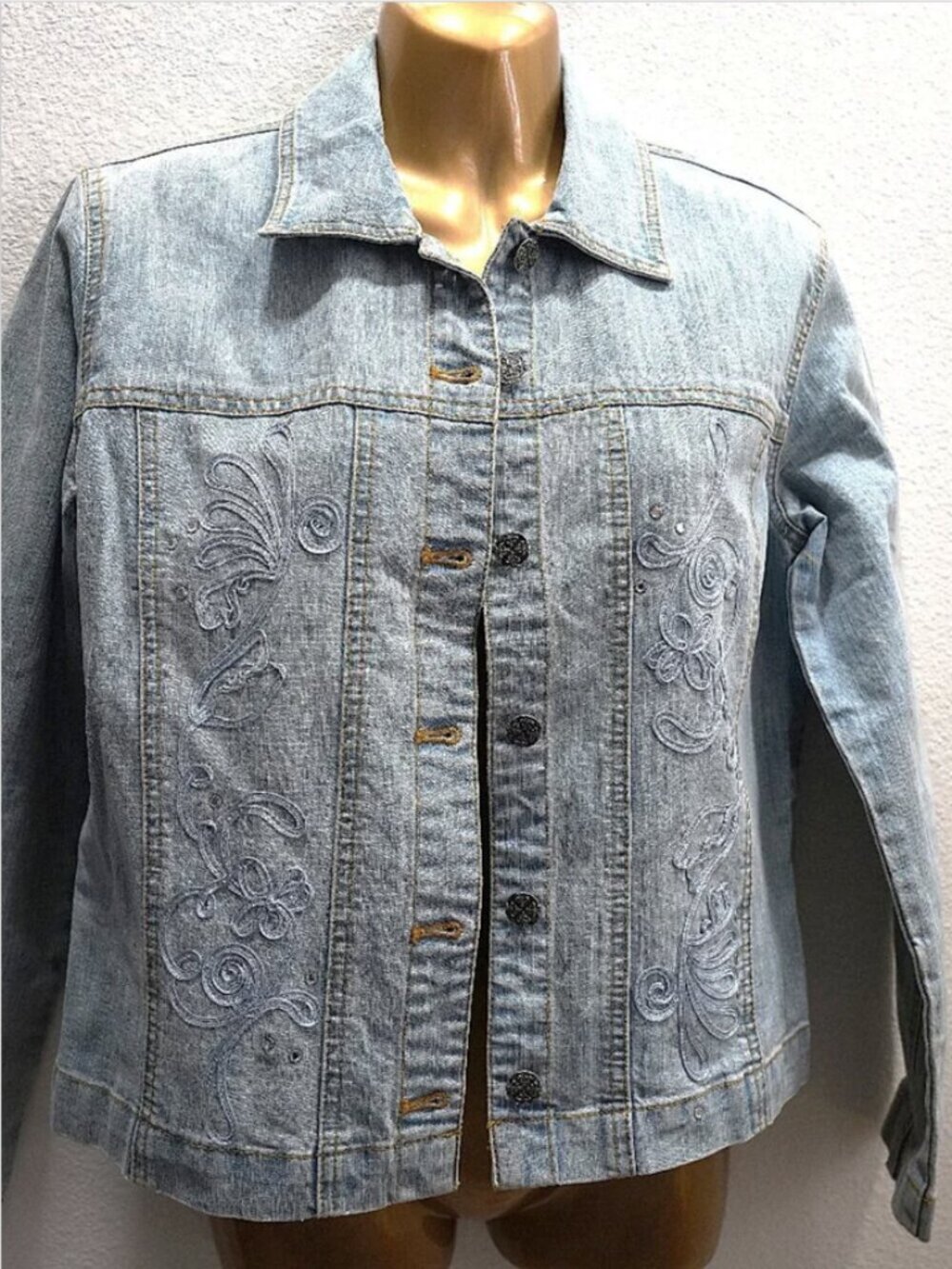 Chico's Denim Embellished Jean Jacket size 0